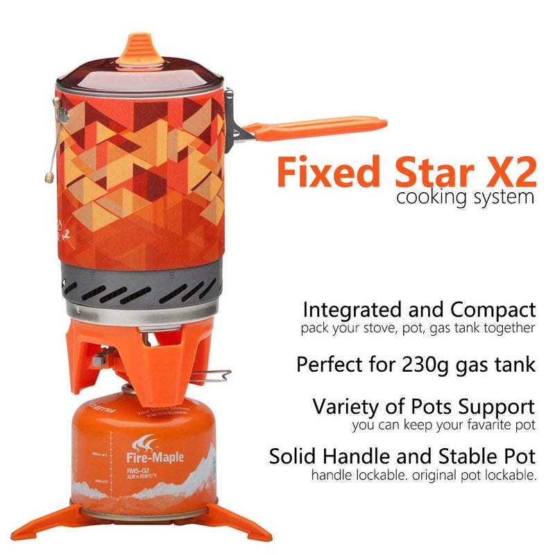 Fire-Maple Fire Maple X2 Cooking System Portable Backpacking Camping Stove Camping Pot with Piezo Ignition - Image 2